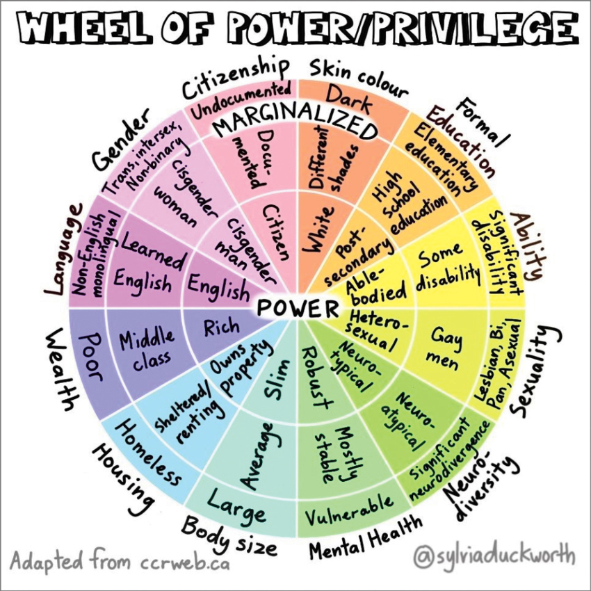 希薇亞‧達克沃斯發明的「權力/特權之輪」（Wheel of Power/Privilege）。亞馬遜網站擷圖