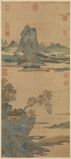 宋‧沈子蕃〈緙絲秋山詩意〉，軸，86.8×38.3公分。