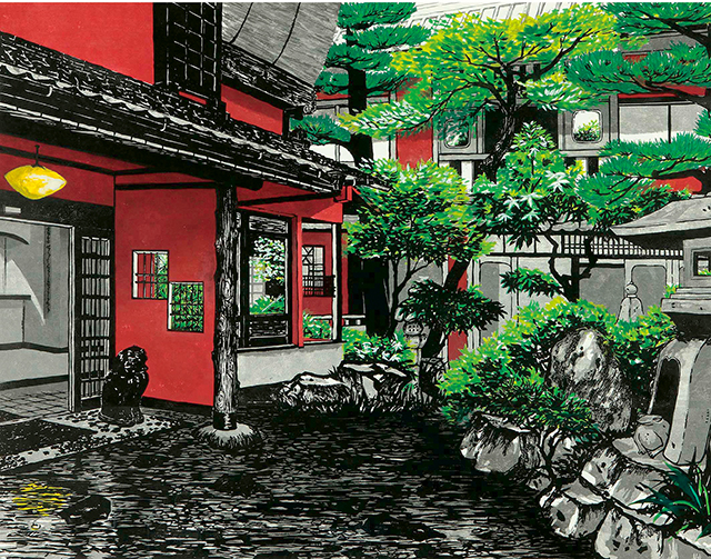 翁倩玉2005年以〈紅樓依綠〉拿下日本美術大展最高榮譽「特選」。台南市美術館提供