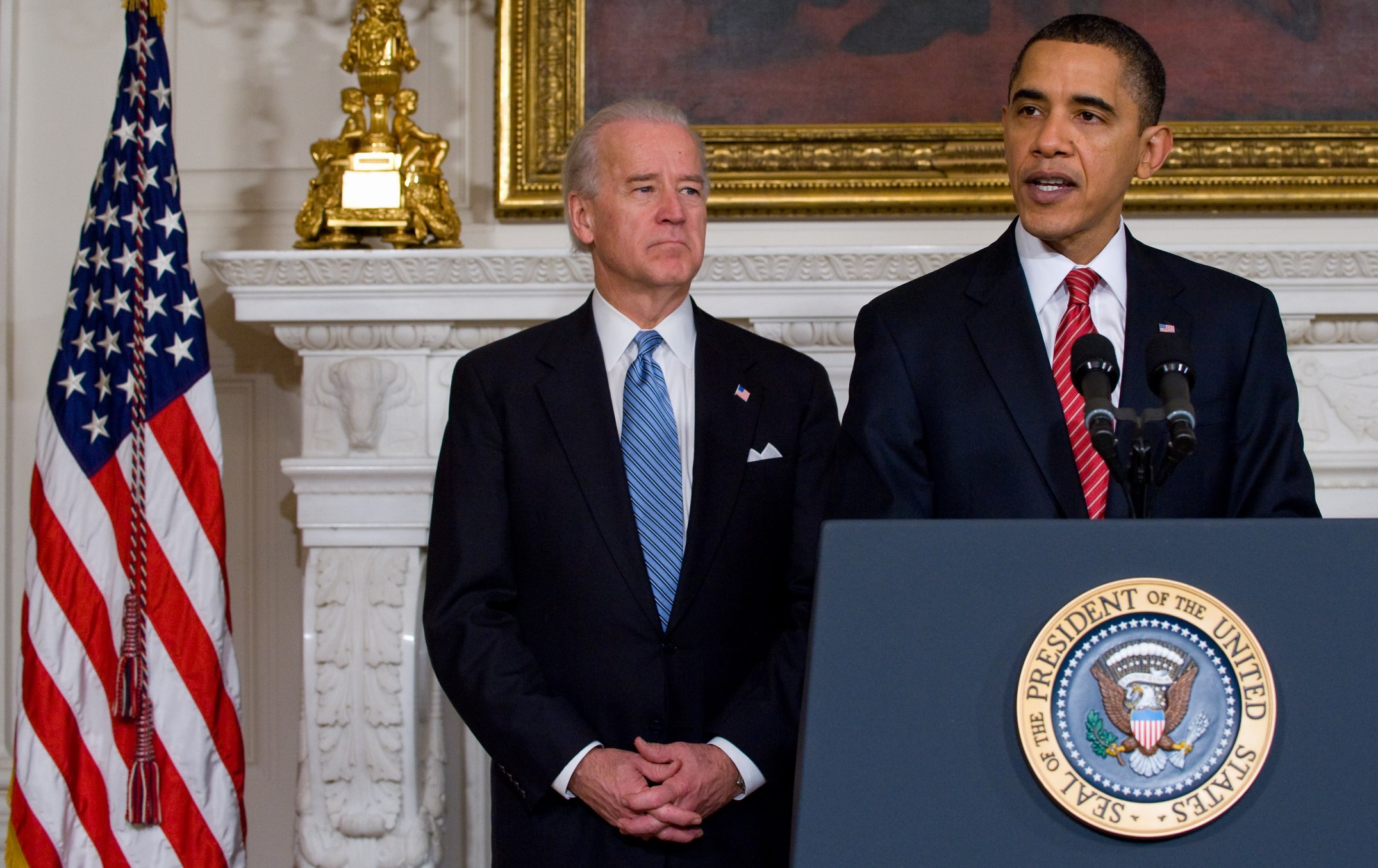 美國總統歐巴馬在參議院通過健保改革法案後發表演說。
